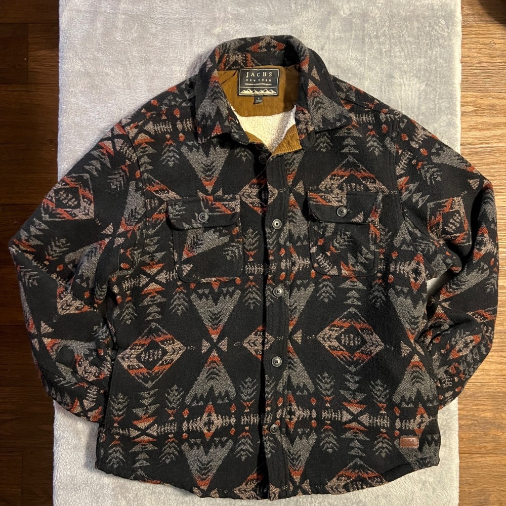 JACHS NY Sherpa Lined Wool Blend Aztec Shirt Jacket - Men's Size Large Sold Out
